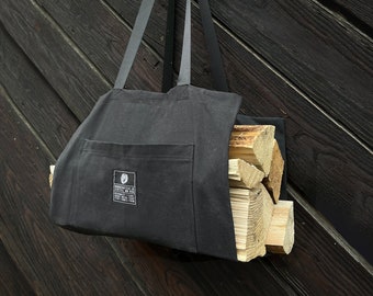 Heavy-Duty Firewood Carrier, Foraging Bag, Durable Duck Canvas Water Resistant, Firewood Tote