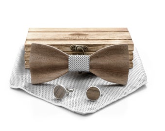 Engravable wooden bow tie from Woodenlove Silver