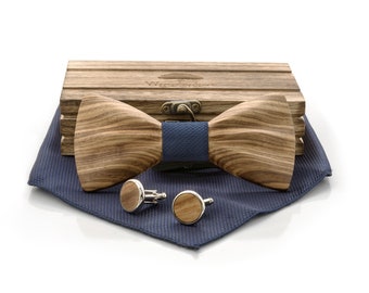 Wooden bow tie heartwood blue from Woodenlove