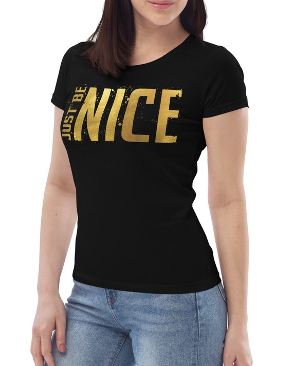 T-shirt Women Black Gold Glitter Tshirt 