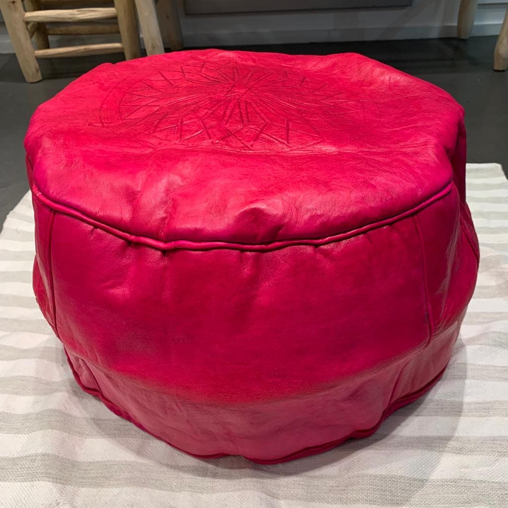 Pouf Artisanal Cuir Marocain