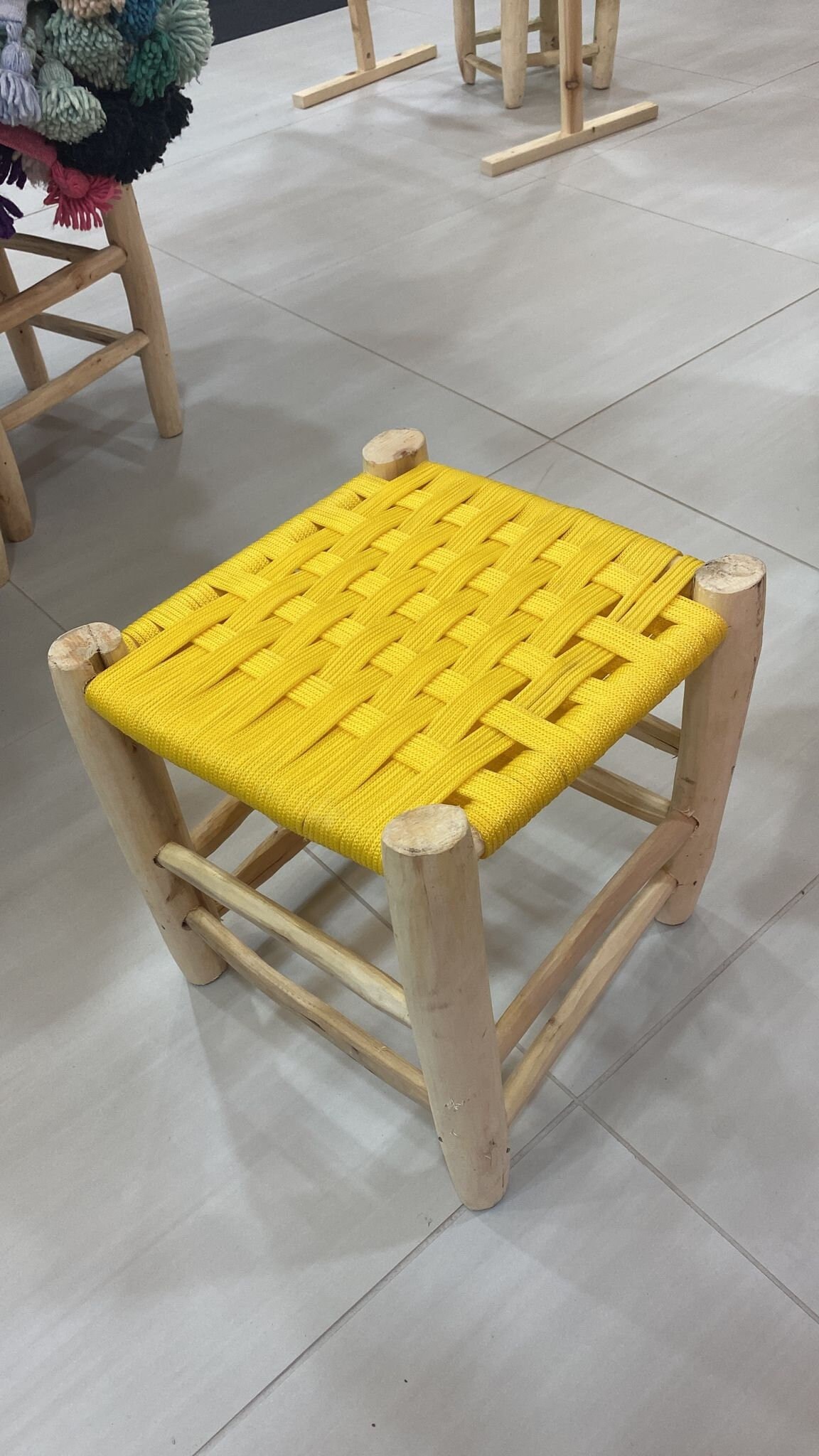 Tabouret en Tissu Jaune