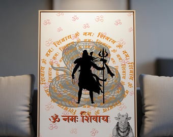 Shiva: The Eternal Protector with Nandi & Serpent digital wall art