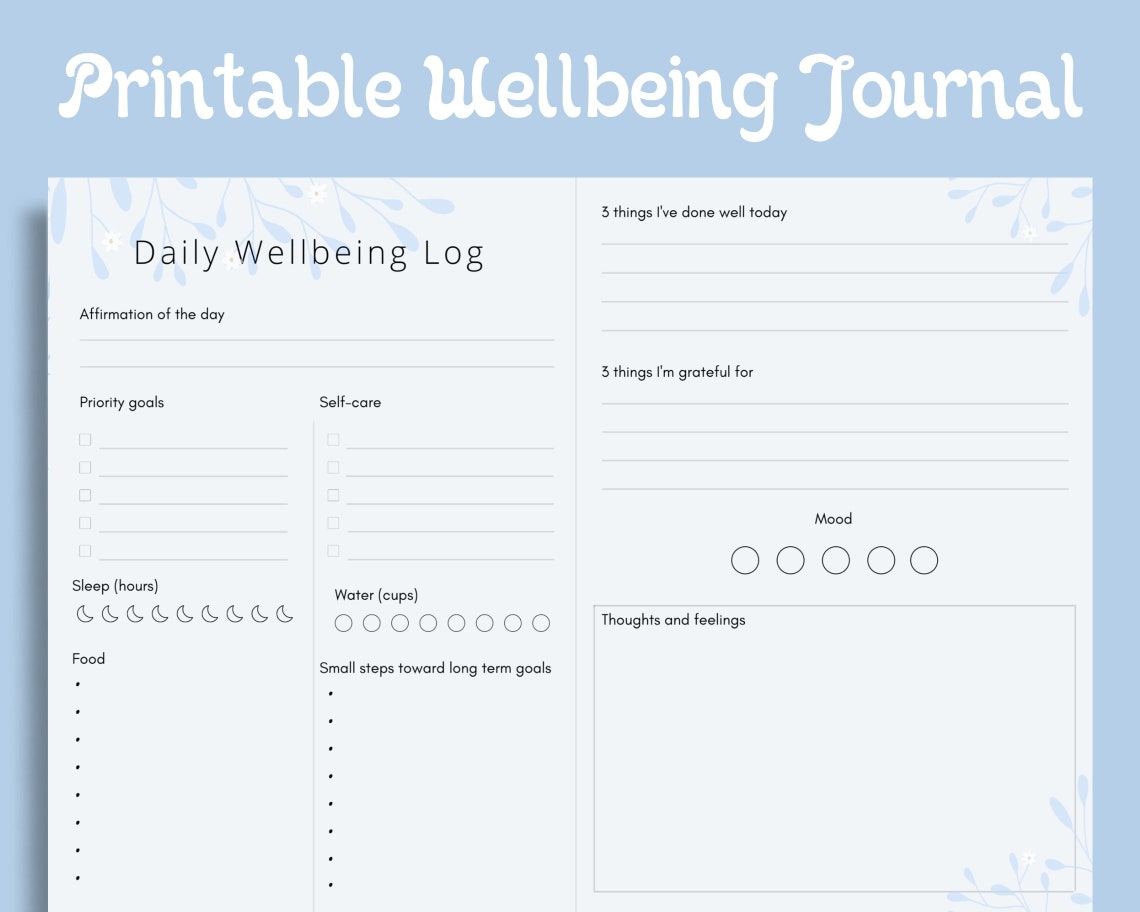 Printable Wellbeing Journal Bundle Wellbeing Planner | Etsy