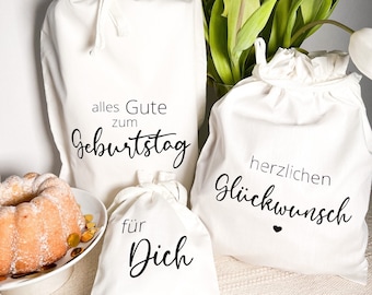 Geburtstag Geschenksäckchen I Geschenkbeutel I Geschenkverpackung I Säckchen I Baumwollbeutel I nachhaltige Verpackung I Geschenk I hejLine