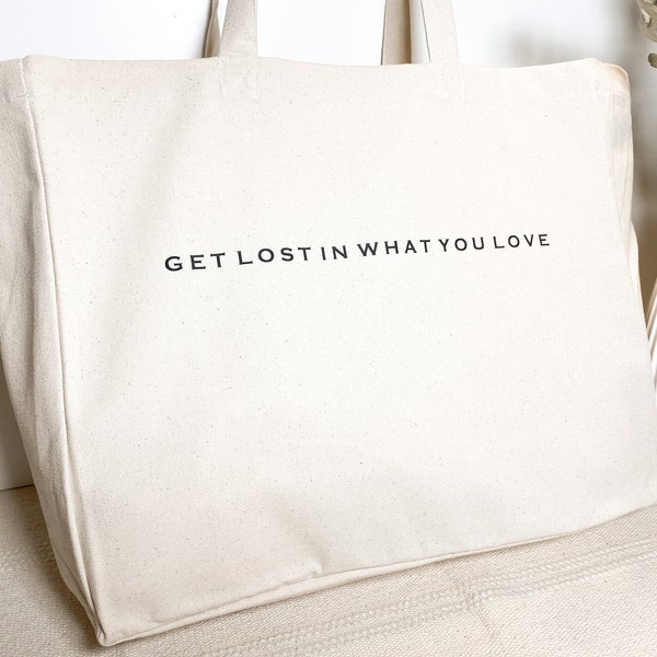 Baumwolltasche I Große Tasche bedruckt mit Spruch I personalisiert I Shopper I Bag I Stofftasche I Weihnachtsgeschenk I beige I GET LOST IN