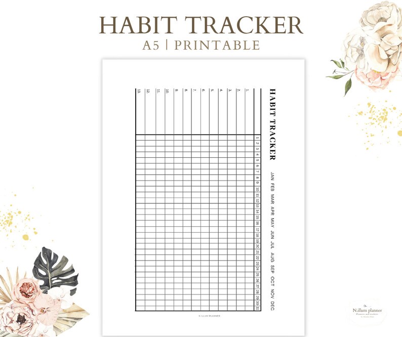Monthly Habit Tracker Printable Template A5 ADHD PLANNER Etsy