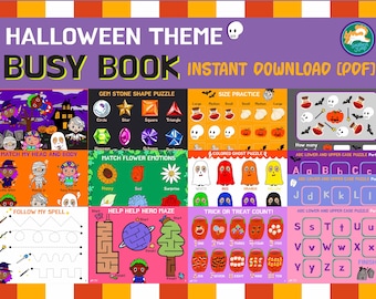 Halloween Special Printable Busy book, Montessori learning book for kids, Toddler busy book, Preschool activity book, First learning binder