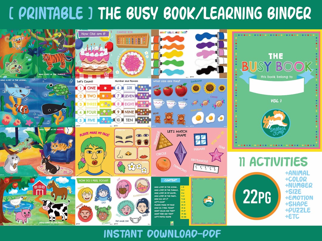 Printable Busy Book, Montessori Learning Book for Kids, Toddler Busy ...