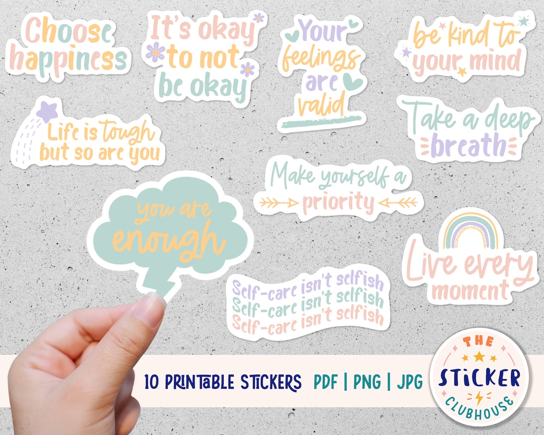 Printable Stickers Mental Health | Motivation Stickers | Planner ...