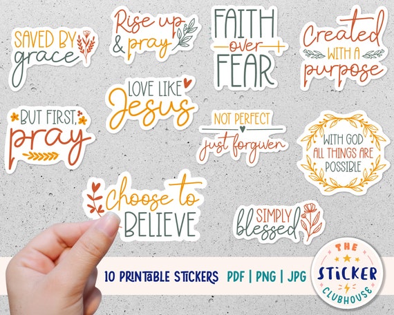 Religious Stickers Religious Sticker Bundle Bible Stickers Printable  Stickers Religious Christian Stickers Print and Cut 