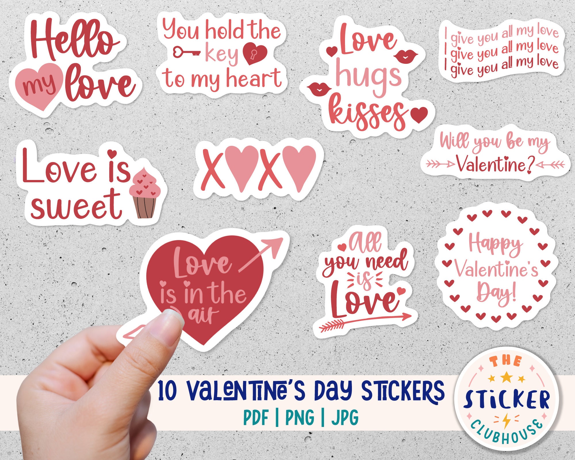 Printable Valentine's Day Stickers Valentines Stickers Print and Cut Valentines  Day Sticker Bundle Love Stickers Happy Valentine 