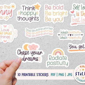 Inspirational sticker bundle | Motivation stickers | Positivity stickers | Printable Mental Health Stickers  | Printable Sticker bundle