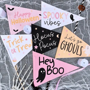Printable Halloween Pennants Flags, Halloween Party Bundle, Trick or Treat Decoration, Basket Flags, DIY Halloween Decor