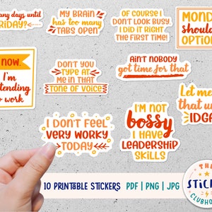 Sarcastische Stickers | Sarcastische werkstickers | Sarcastische stickerbundel | Grappige werk citaten stickers | Planner stickers | Grappig kantoor