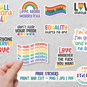 LGBTQ sticker bundle | Printable Gay Pride stickers | Queer stickers | Rainbow stickers | Printable Pride Month Stickers | Equality stickers