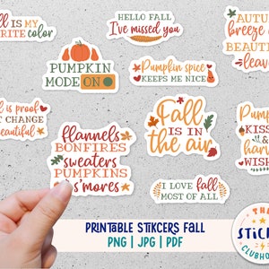 Printable Fall sticker bundle | Autumn stickers | Fall Planner stickers | Sticker bundle Fall | Fall print and cut | Pumpkin stickers