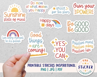 Positivity / Mental Health Printable Sticker Bundle Digital - Etsy