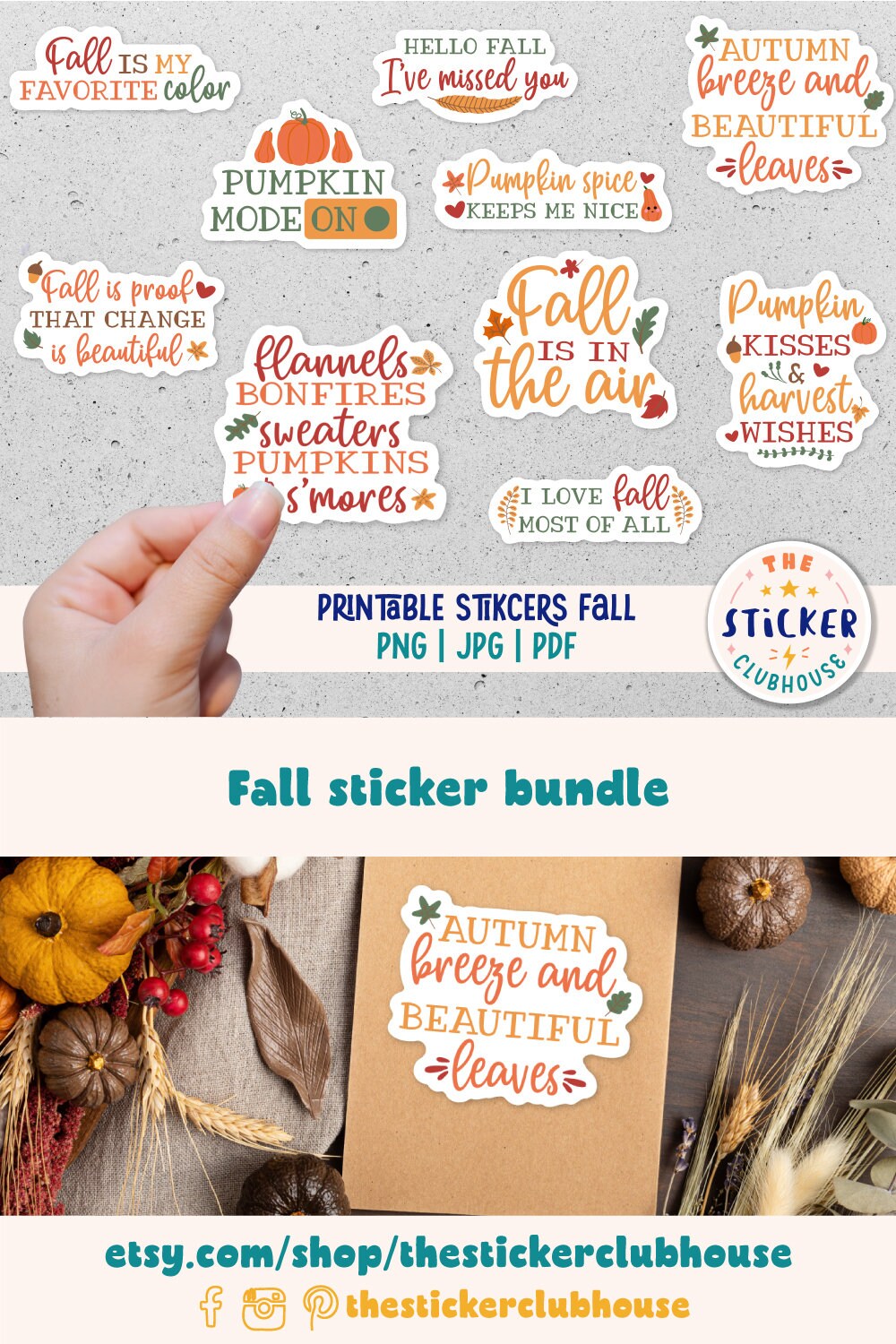 Printable Fall Sticker Bundle | Autumn Stickers | Fall Planner Stickers ...