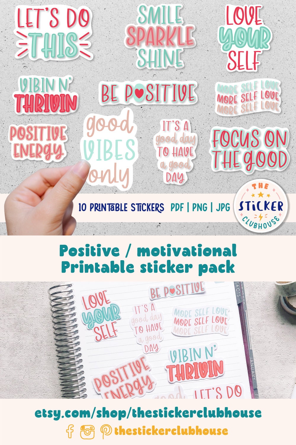 Motivational Quotes Printable Stickers Bundle, Positive Vibes Vinyl Sticker,  Inspirational Stickers, Laptop Print and Cut Cricut Stickers 