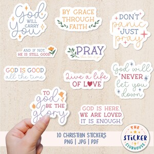 Inspirierende christliche Aufkleber | Druckbarer Aufkleber für Bibelarbeit und Bibel Journaling | Gott PNG-Dateien | Religiöse Dateien für Cricut