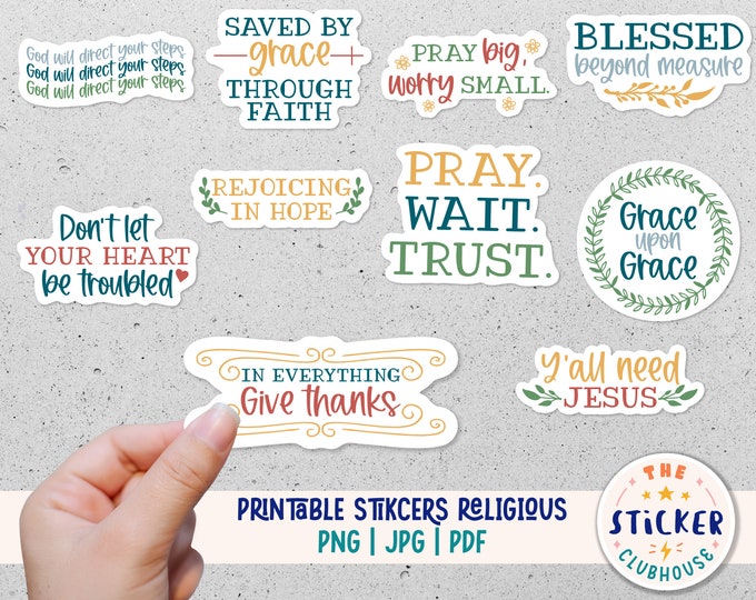 Cute Christian Quotes Stickers SVG PNG Bundle, Printable Bible Study ...
