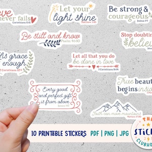 Bible verse printable stickers | Religious sticker bundle | Bible stickers  | Printable Stickers Religious | Christian stickers