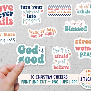 Christian printable stickers | Christian planner stickers | Faith stickers | stickers for bible journaling | Christian faith stickers pack