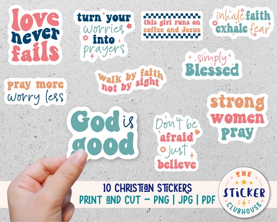Christian Bible Verse Stickers Bundle, Printable Stickers