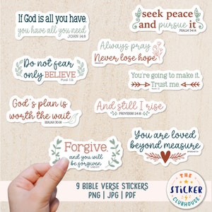 Bible verse stickers | Printable religious sticker bundle | Bible stickers  |Bible Journal Stickers | Christian stickers