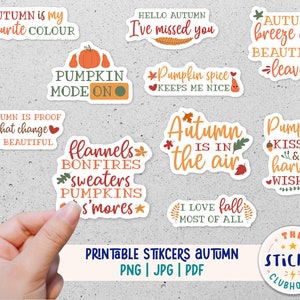 Printable Autumn sticker bundle | Autumn stickers | Autumn Planner stickers | Sticker bundle Fall | Autumn print and cut | Pumpkin stickers