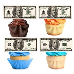 Carta commestibile da 100 banconote per decorare torte, con immagine di denaro, carta wafer per decorazioni di torte o cupcake, denaro falso pretagliato