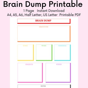 Brain Dump Printable, ADHS Brain Dump