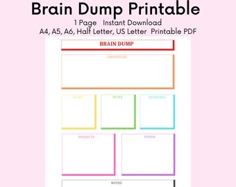 Brain Dump Printable, ADHD brain dump