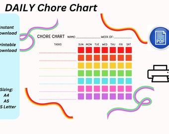 Kids Chore Chart, Cleaning Tracker, Chore Chart for Kids
