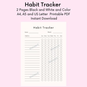 Habit Tracker Printable, Habit Tracker