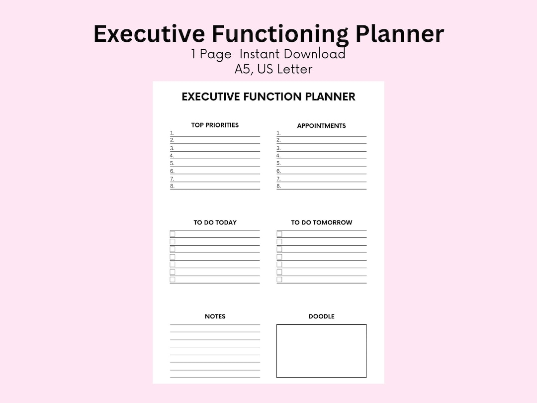 ADHD Daily Planner, Executive Function - Etsy
