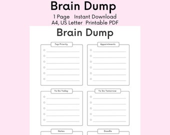 ADHD Planner, ADHD, Autism, Autistic, Brain Dump Planner,Brain Dump Printable