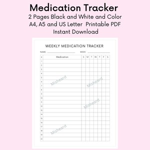 Medication Tracker Printable, Medication Log