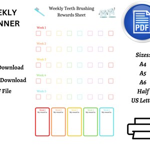 Teeth Brushing Chart, Teeth Brushing Checklist