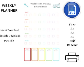 Teeth Brushing Chart, Teeth Brushing Checklist