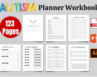 Autism Autistic Kids Adult Planner Journal Workbook Therapy Therapist Notes Daily Routine DBT CBT