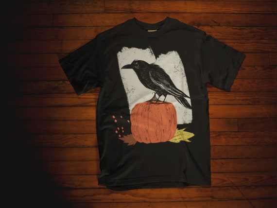 Autumn tee - Fall t-shirt - October shirt - Crow shirt -  Halloween tee - Fall gift -Autumn birthday - Cool Halloween shirt - Fall apparel