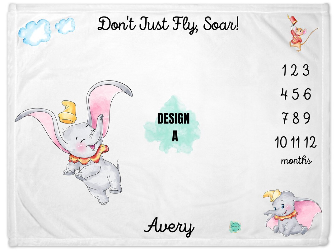 Dumbo Milestone Blanket Dumbo Baby Blanket Personalized Baby Etsy