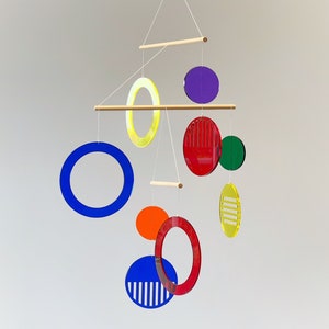 Rainbow Hanging Mobile. Adult & Baby Mobile, Nursery Crib Mobile. Mid Century Modern, Geometric Suncatcher Pride Art. LUNA, The Illuminist