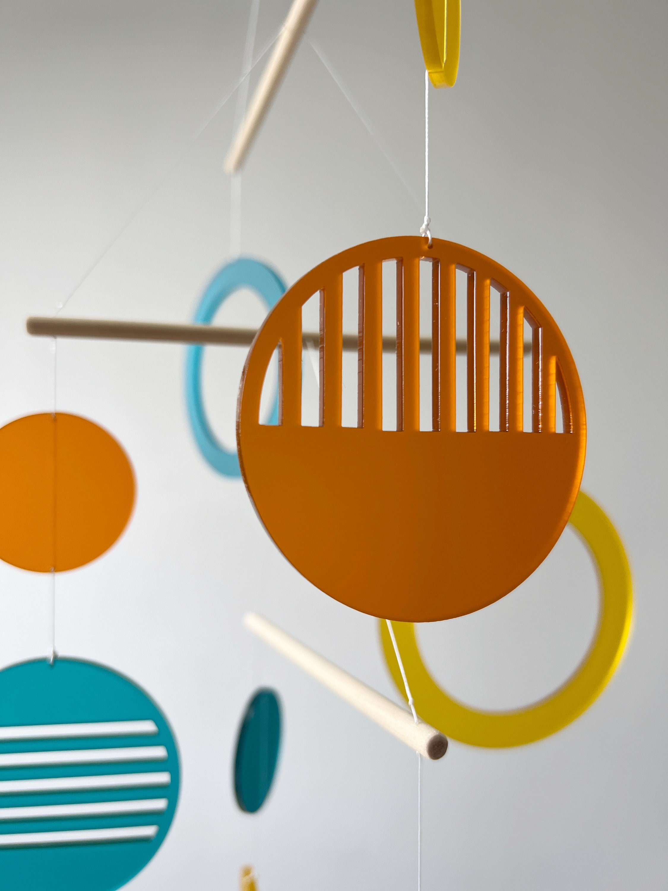 Hanging Kinetic Mobile Art, Adult & Baby Mobile. Geometric Mid Century ...