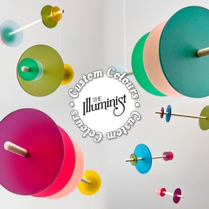 Custom Kinetic Mobile, Hanging Mobile Sculpture, Adult & Baby Nursery Mobile. Bespoke Colours Mid Century Modern Art - Eclipe The Illuminist