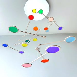 TRIPLE ORBIT - Mobile Kinetic Sculpture, Mid Century Moving Art, Large Scale Ceiling Decor