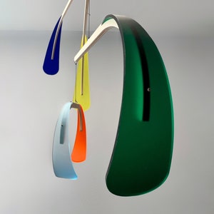 Large Kinetic Mobile Sculpture. Mid Century Modern Calder Hanging Art. Adult & Baby Nursery Mobile, Colourful Bloom The Illuminist