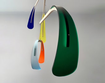 Large Kinetic Mobile Sculpture. Mid Century Modern Calder Hanging Art. Adult & Baby Nursery Mobile, Colourful Bloom The Illuminist